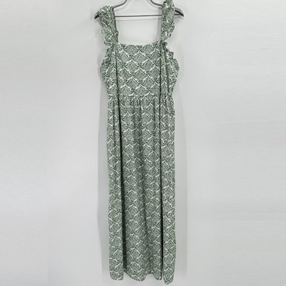 Gal Meets Glam Green Floral Sloane Maxi Dress 100% Cotton Sleeveless Lined US 8 - Picture 1 of 7